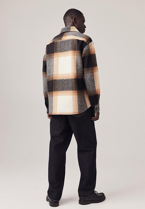 H&M - Loose fit overshirt - orange/checked