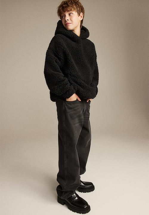 H&M - Teddy hoodie - black