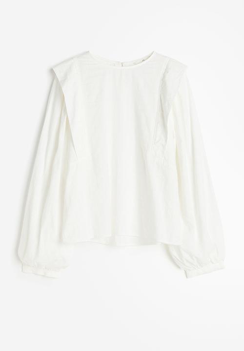 H&M - Balloon-sleeved blouse - white