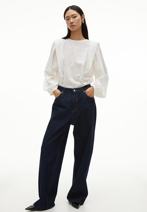 H&M - Balloon-sleeved blouse - white