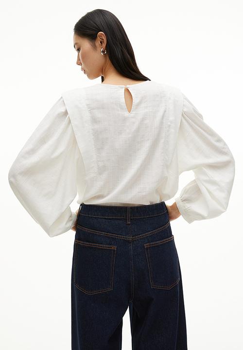 H&M - Balloon-sleeved blouse - white