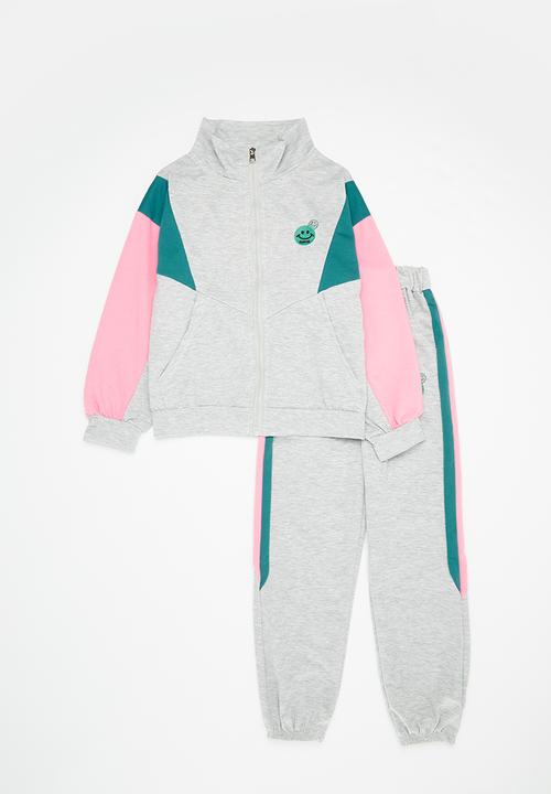 Pop Candy - Colour block track set - grey & pink