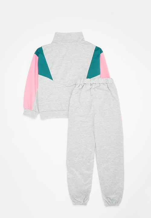Pop Candy - Colour block track set - grey & pink