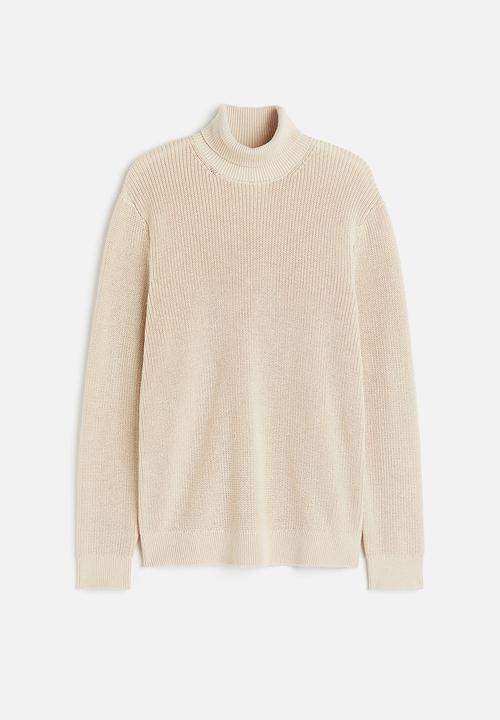 H&M - Regular fit polo-neck jumper - light beige
