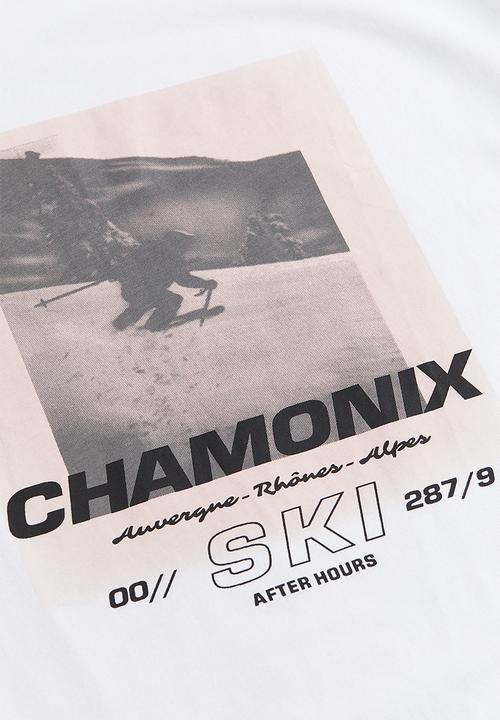 H&M - Oversized printed t-shirt - white/chamonix 