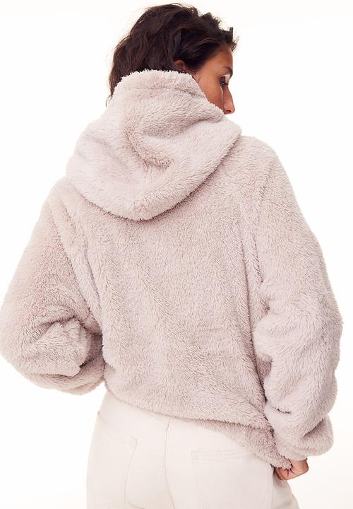 H&M - Pile zip-through hoodie - light beige