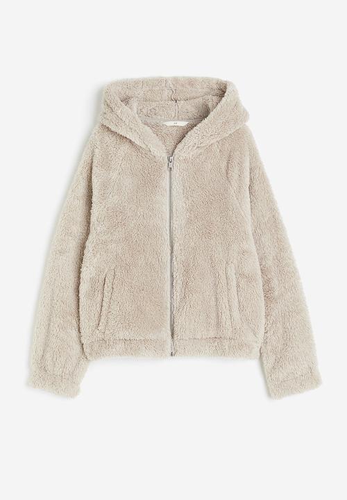 H&M - Pile zip-through hoodie - light beige