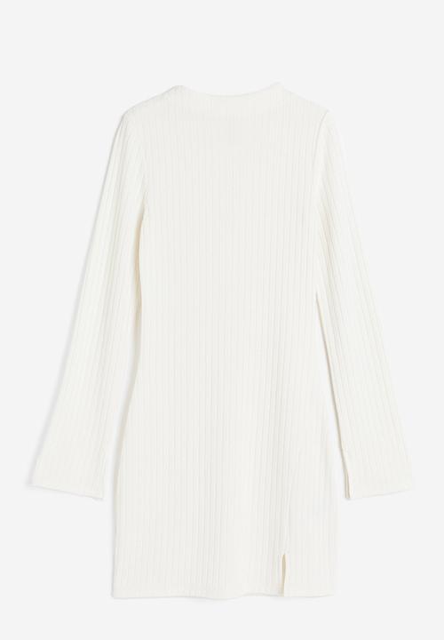 H&M - Ribbed bodycon dress - white