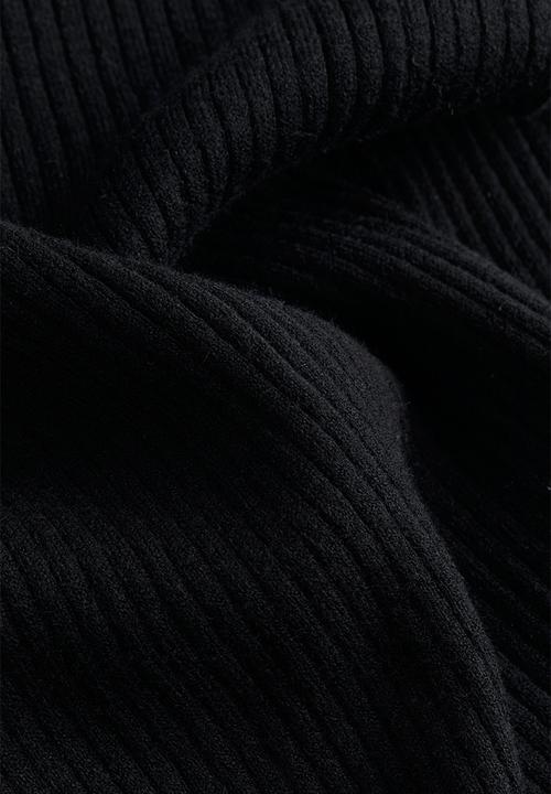 H&M - Rib-knit off-the-shoulder top - black