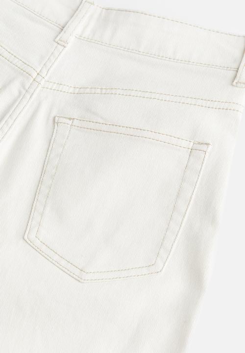 H&M - Wide twill trousers - cream