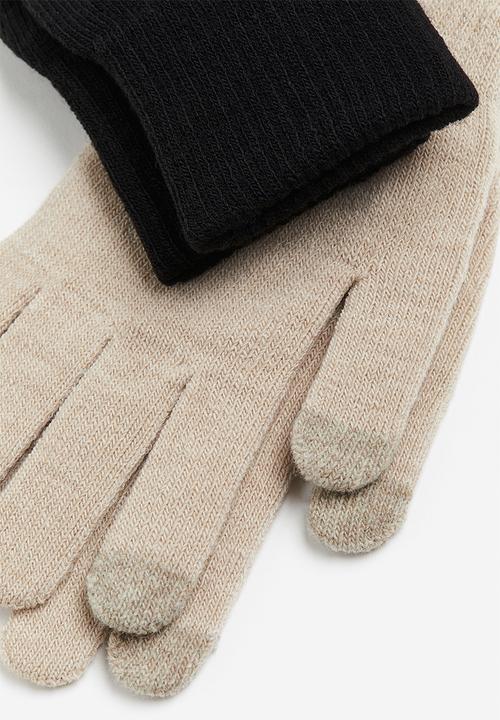 H&M - 2-Pack touchscreen gloves - beige & black 