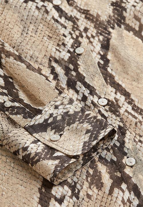 H&M - Sheer blouse - beige snakeskin-patterned