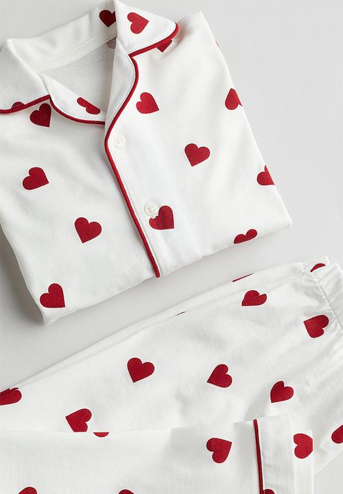 H&M - Patterned jersey pyjamas - white/hearts