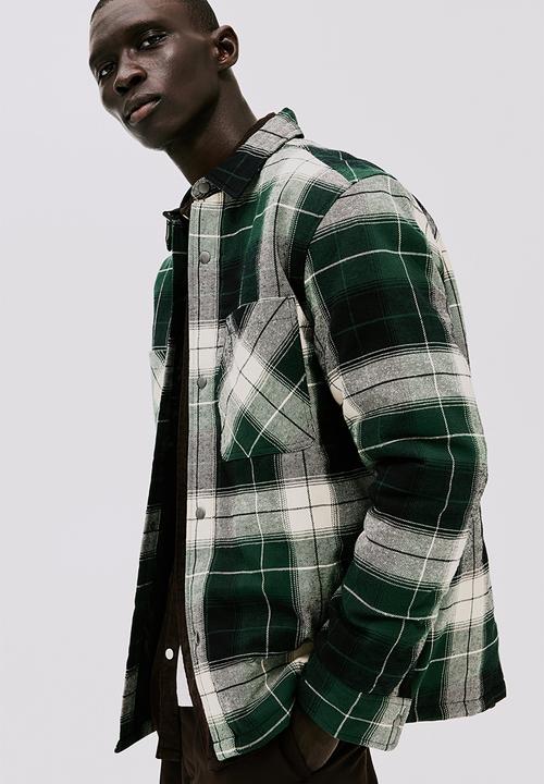 H&M - Padded overshirt - green checked 