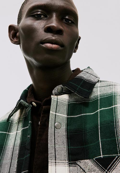 H&M - Padded overshirt - green checked 