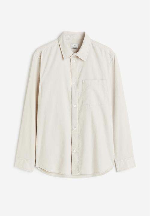H&M - Regular fit corduroy shirt - light beige