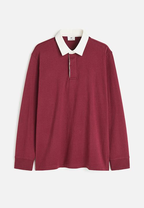 H&M - Regular fit cotton rugby shirt - dark red