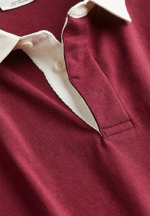 H&M - Regular fit cotton rugby shirt - dark red