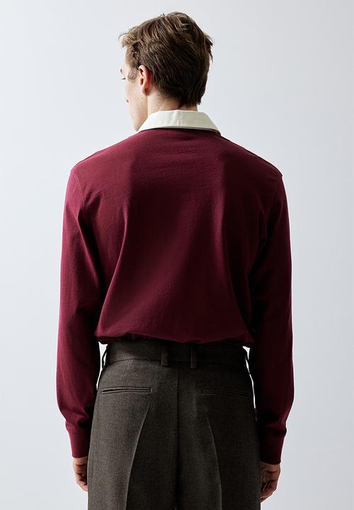 H&M - Regular fit cotton rugby shirt - dark red
