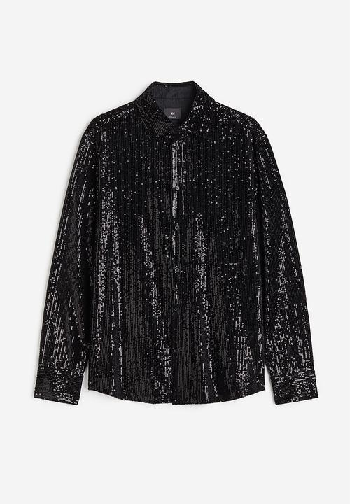 H&M - Regular fit sequined shirt - black