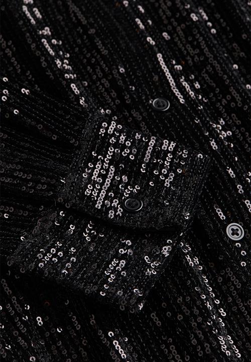 H&M - Regular fit sequined shirt - black