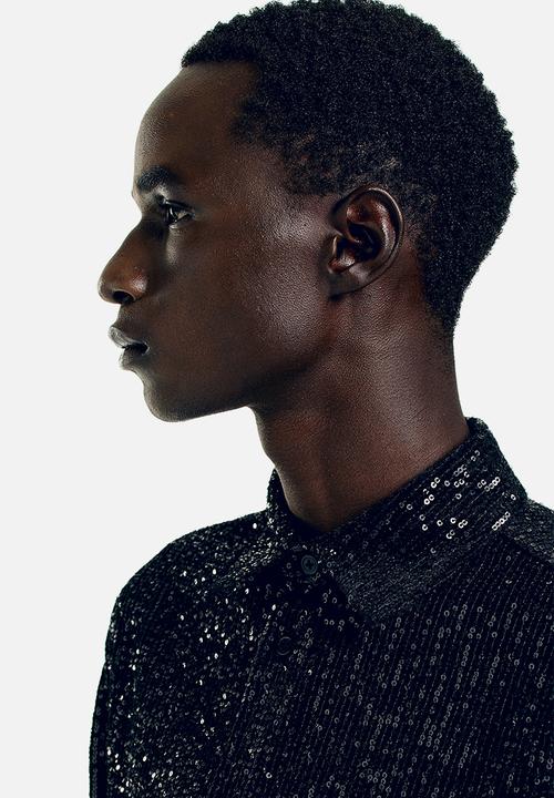 H&M - Regular fit sequined shirt - black