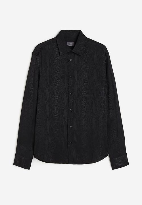 H&M - Regular fit jacquard-weave shirt - black patterned
