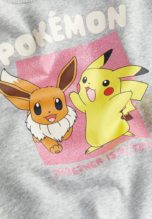 H&M - Printed sweatshirt - light grey/pokémon
