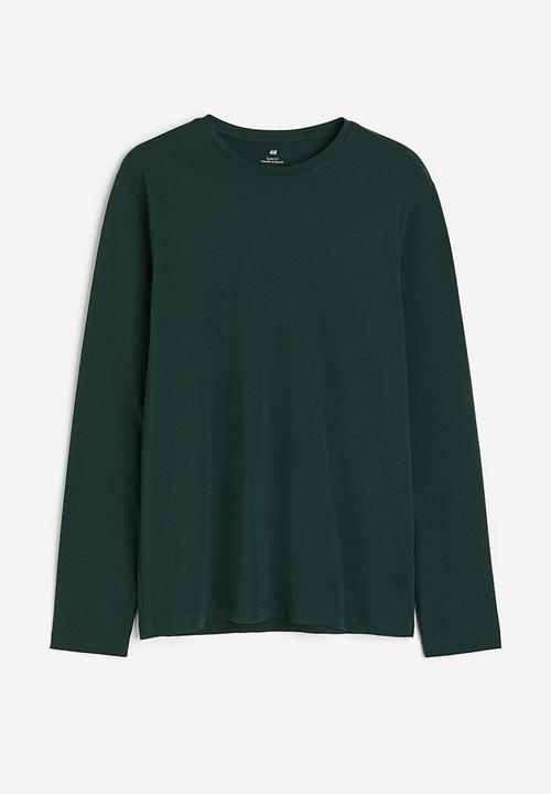 H&M - Slim fit jersey top - forest green
