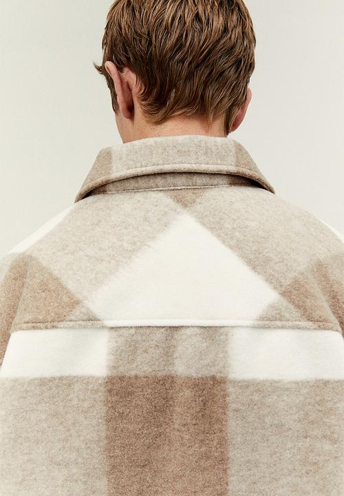 H&M - Relaxed fit overshirt - beige checked