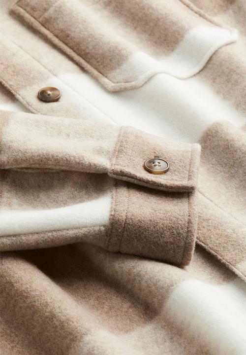 H&M - Relaxed fit overshirt - beige checked