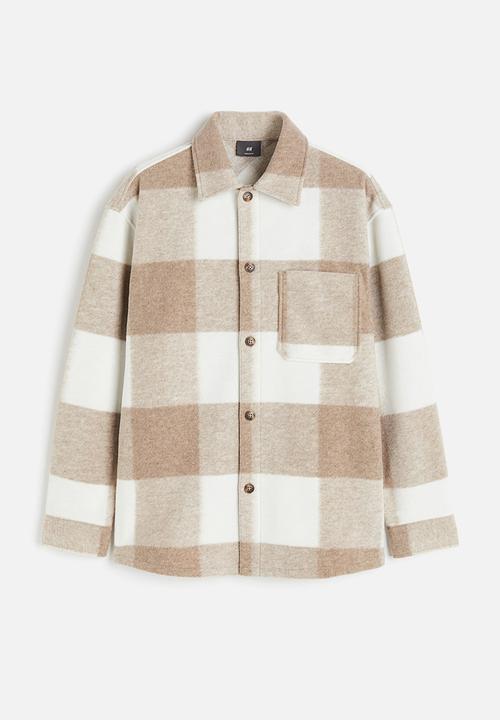 H&M - Relaxed fit overshirt - beige checked
