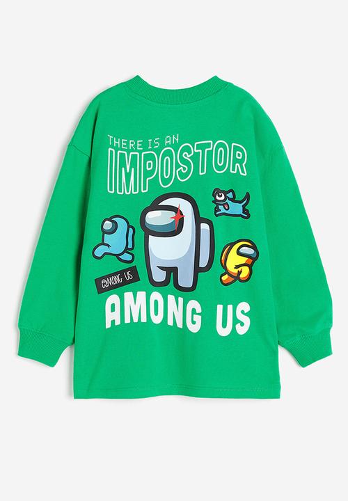 H&M - Printed long-sleeved T-shirt - bright green/among us