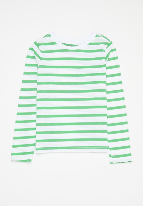 Pop Candy - 2 Pack l/s graphic tee - green & white stripe