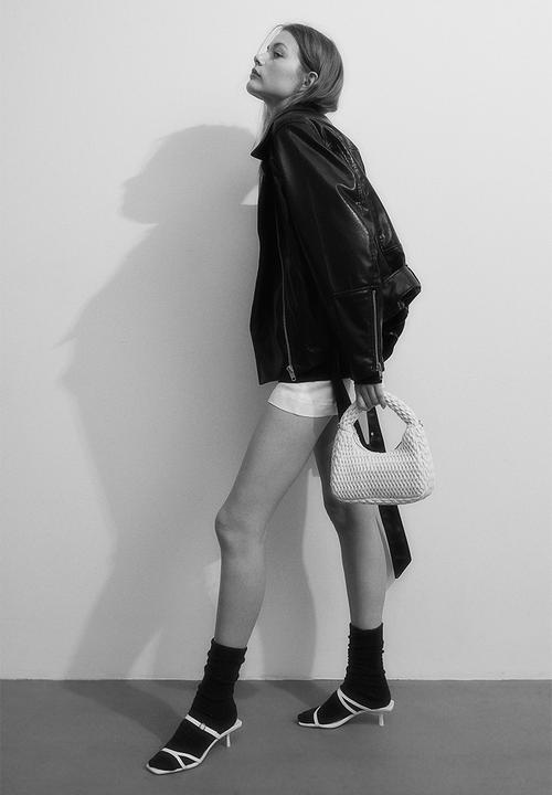 H&M - Crocodile-patterned biker jacket - black crocodile-patterned