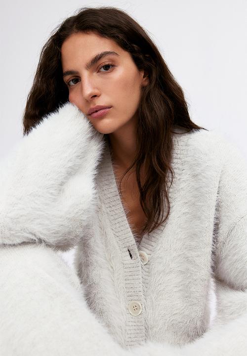 H&M - Fluffy-knit cardigan - light greige