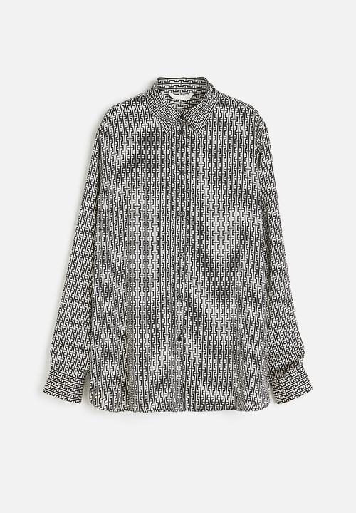 H&M - Oversized blouse -  light beige patterned