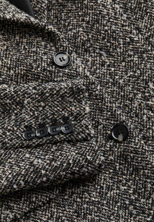 H&M - Oversized blazer - grey herringbone-patterned