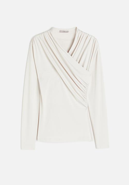 H&M - Jersey wrap top - cream