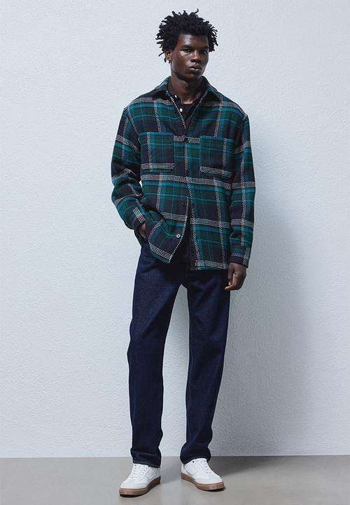 H&M - Relaxed fit overshirt - dark turquoise checked