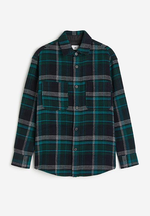 H&M - Relaxed fit overshirt - dark turquoise checked