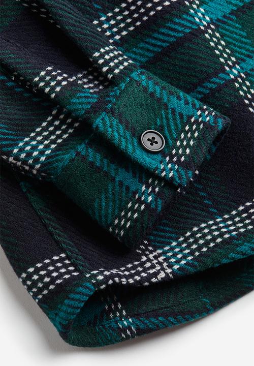 H&M - Relaxed fit overshirt - dark turquoise checked