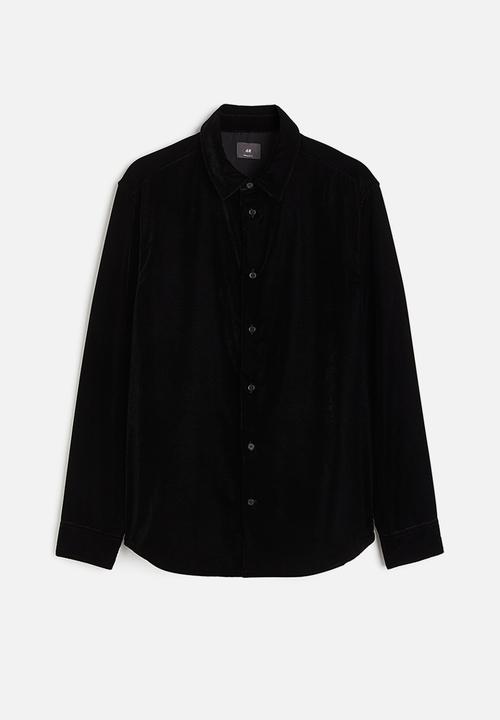 H&M - Regular fit velvet shirt - black