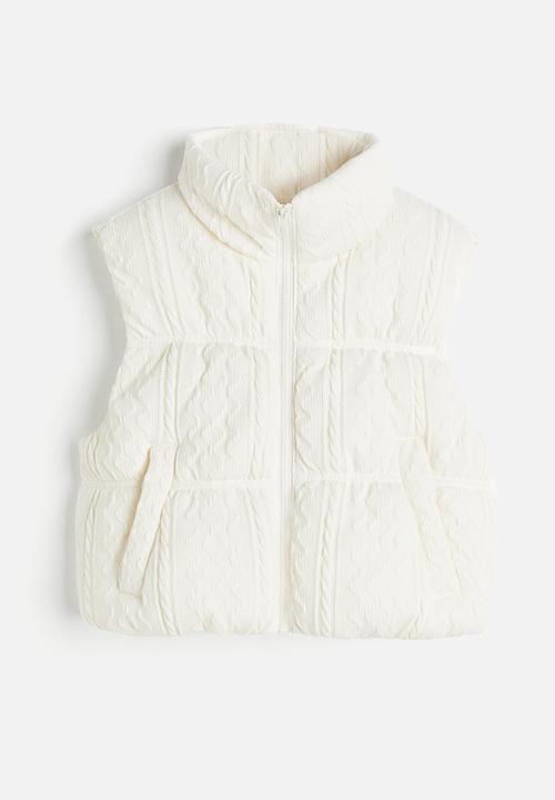 H&M - Textured-weave puffer gilet - cream
