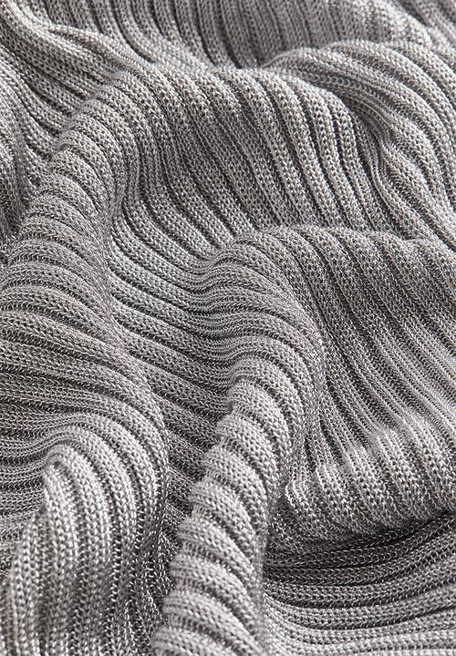 H&M - Shimmering rib-knit dress - silver-coloured