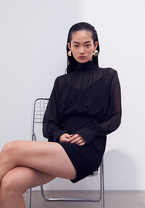 H&M - Stand-up collar dress - black