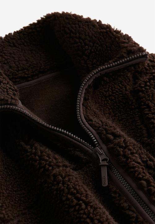 H&M - Zip-through teddy top - dark brown