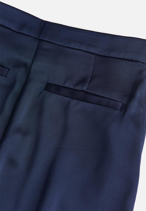 H&M - Wide satin trousers - dark blue