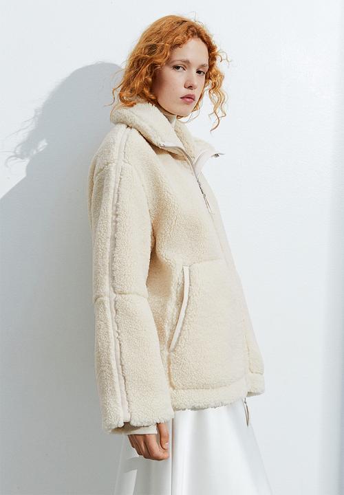 H&M - Zip-through teddy jacket - light beige