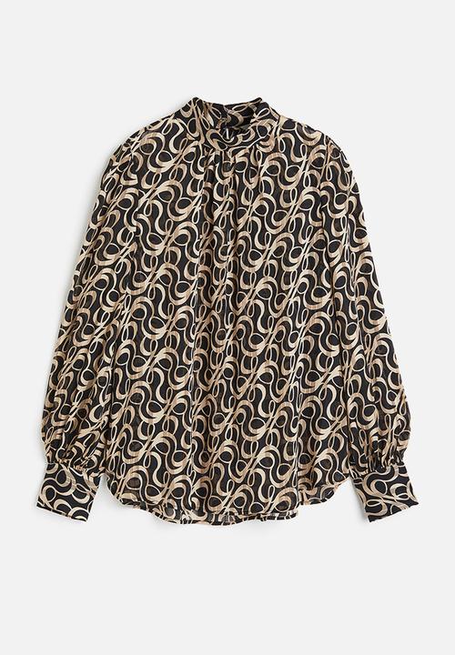 H&M - Patterned blouse - black/beige patterned